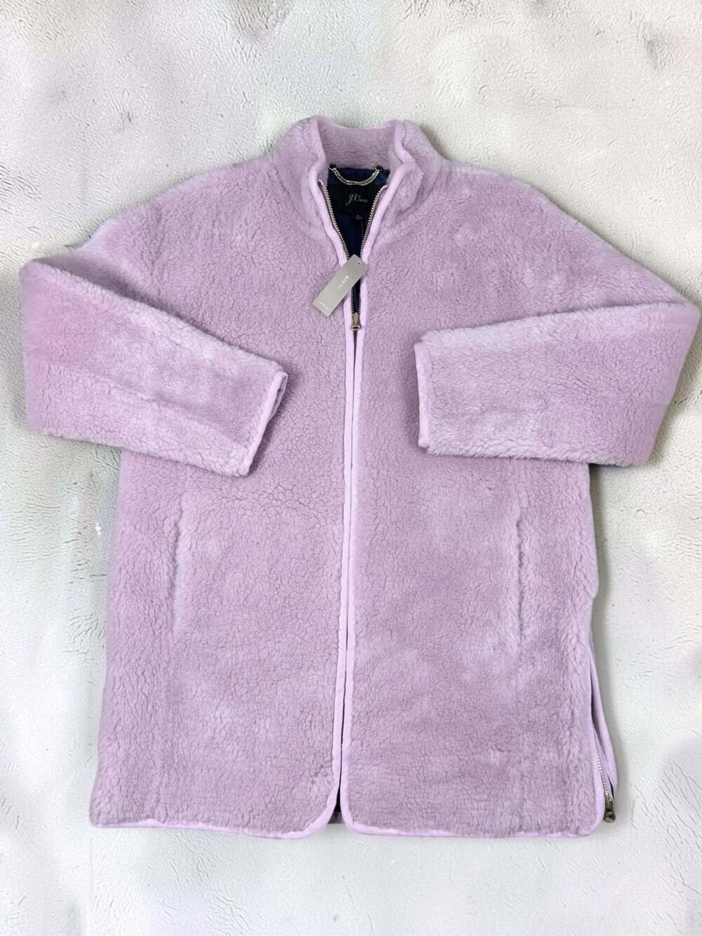 Women’s J.Crew Zip-Up Teddy Fleece Coat Jacket Purple Brand New With tags Sz S